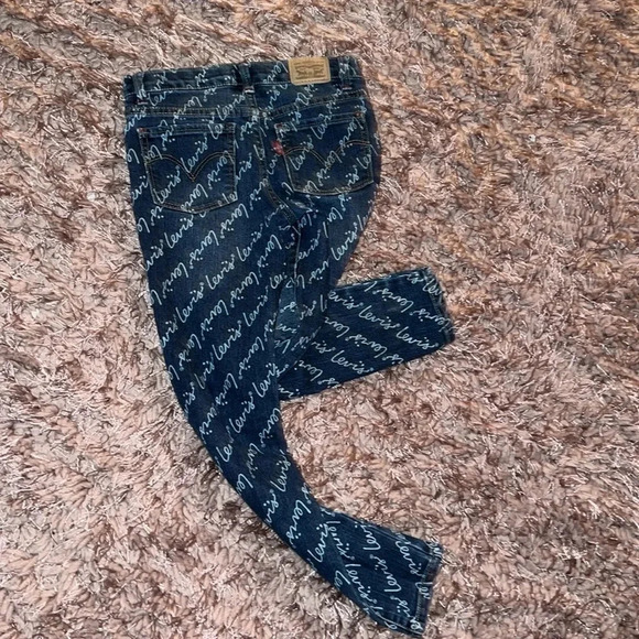 🎉HP🎉 Levi’s Kids monogram Super  Skinny logo wash girls jeans Sz 7 - Picture 14 of 17